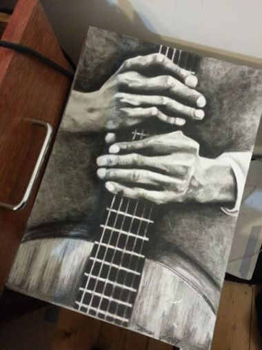 Holding Guitar: Charcoal